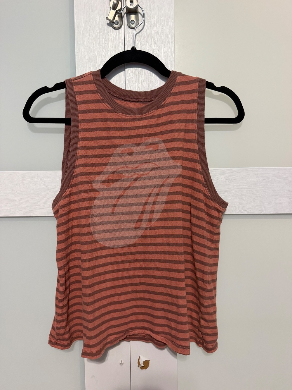 The Rolling Stones Striped Graphic Muscle Tank Top